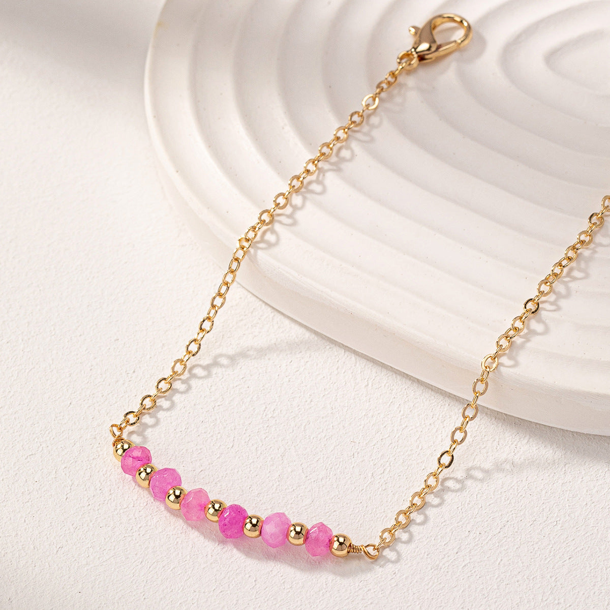 Simple and exquisite chain natural stone bead bracelet for women